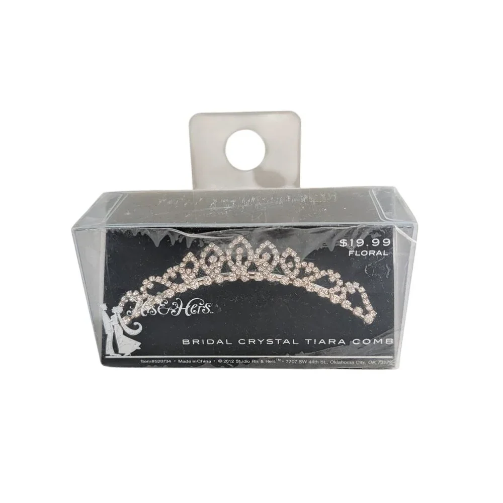 His & Hers Bridal Crystal Tiara Comb for Women or Flower Girl Floral NOS